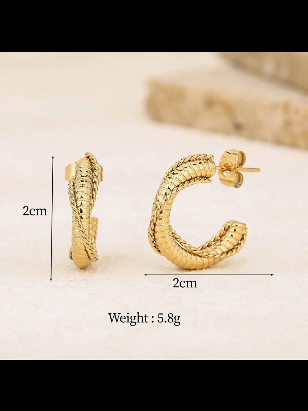 Gold Twisted Hoop Earrings - Women Jewelry - Picture 5 of 6